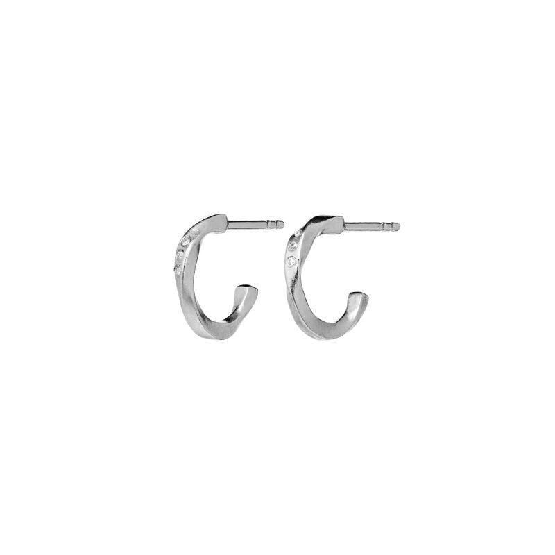 Moonstone Echo Petite Hoops 12mm in Silber, kleine Ohrringe mit glänzender Oberfläche, Modell 9861C-9861C-1.