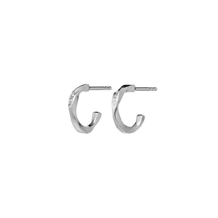 Moonstone Echo Petite Hoops 12mm in Silber, kleine Ohrringe mit glänzender Oberfläche, Modell 9861C-9861C-1.