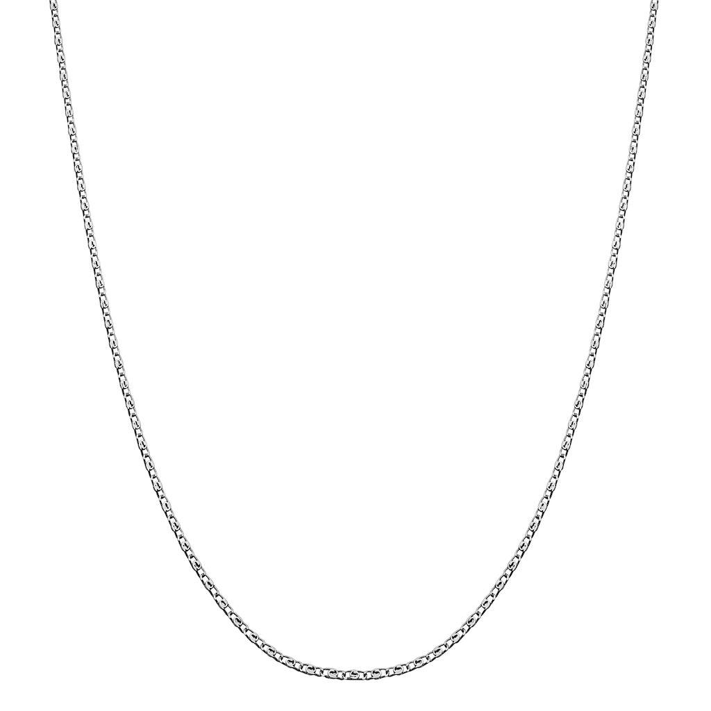 Die Maanesten Eva Choker Silver Necklace zeigt eine schlichte Silberkette vor einem weißen Hintergrund. Modell 2550c-2550c-1