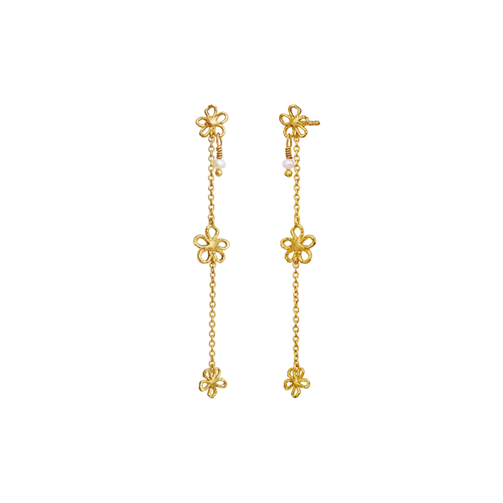 Maanesten Felixa vergoldete Ohrringe mit Blumendetails und Kette, elegantes Design, Modell 10094a-2