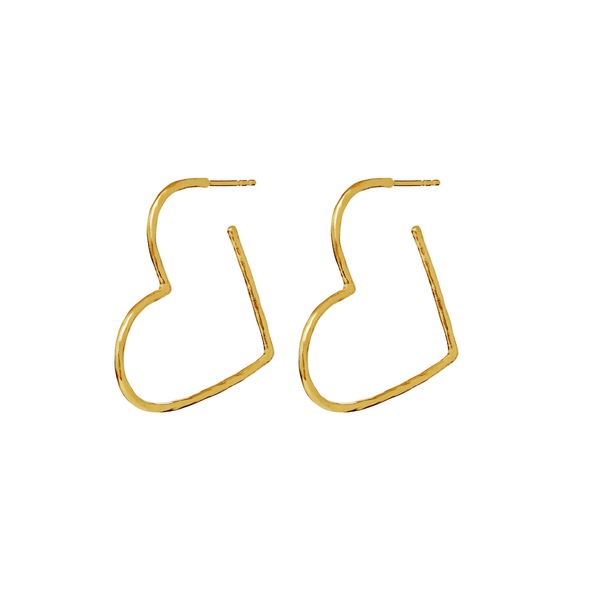 Mondstein-Laia-Grande-vergoldete-Herz-Ohrringe, offene vergoldete herzförmige Ohrringe, schlichter Stil. Modell 10042a-1