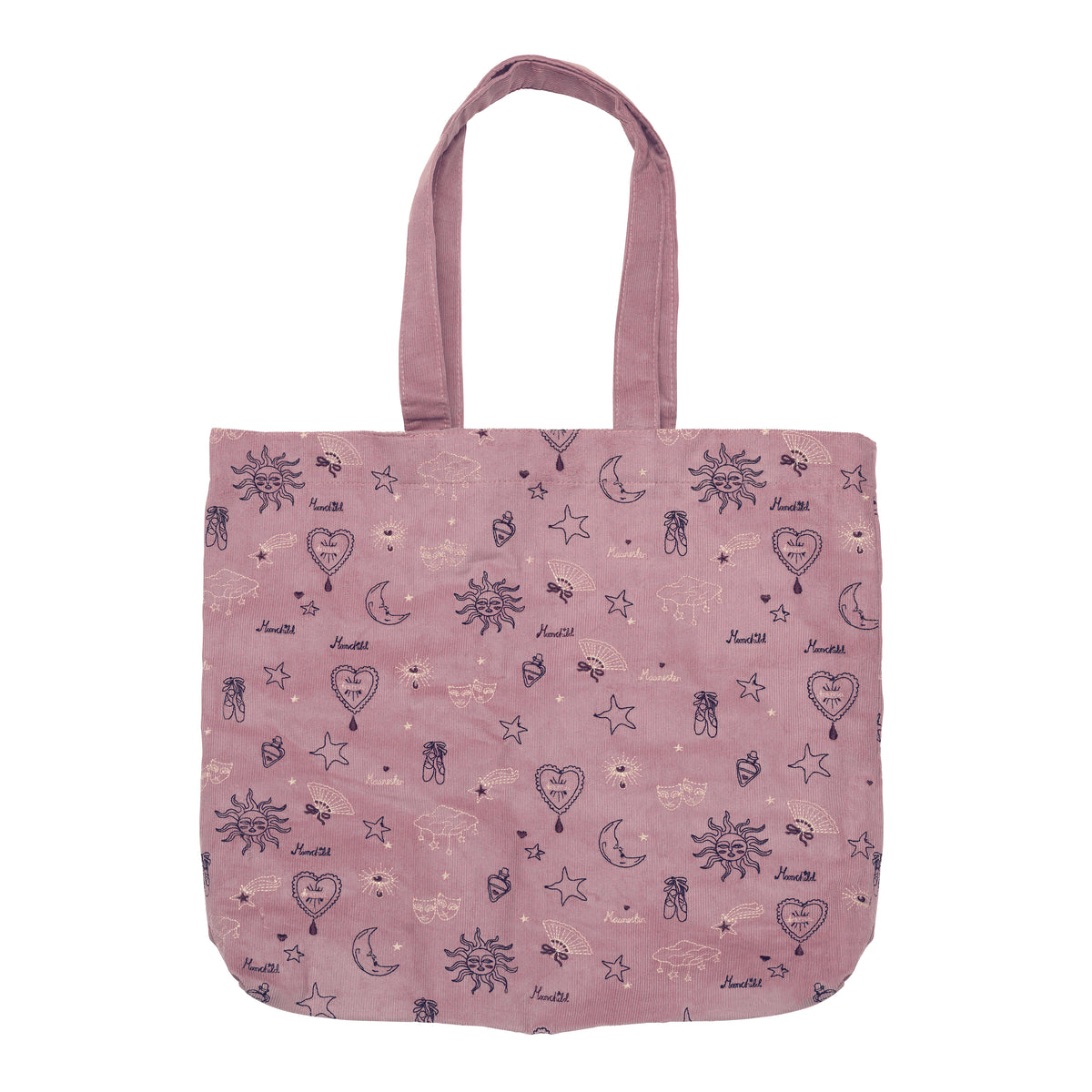 Maanesten Magic Corduroy Totebag Theatre Magical Purple mit lila Samt und magischen Motiven, Modell 4102-1