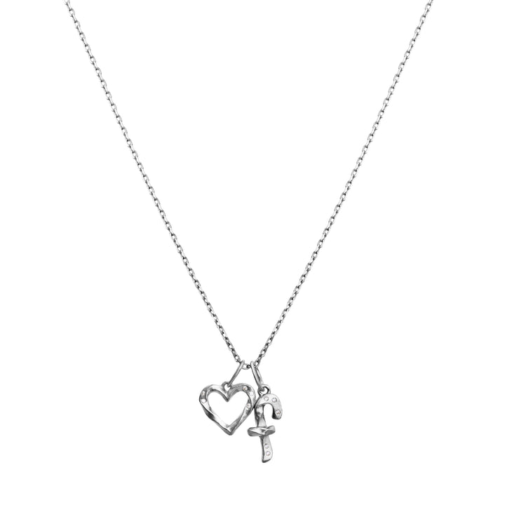 Maanesten Mindful Spirit Pendant Anhänger Silber zeigt Halskette mit zwei Anhängern, Herz und Kreuz, Modell 2833c-2