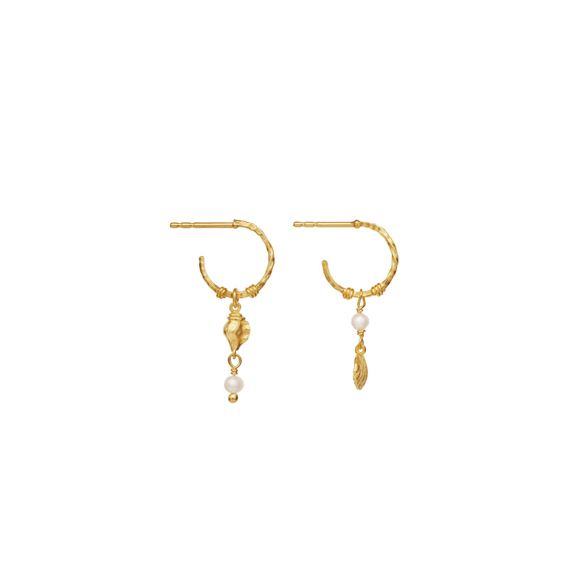 Maanesten Ophelia Forgyldte Hoops m. Muslingemotiver - Øreringe - 9977A
