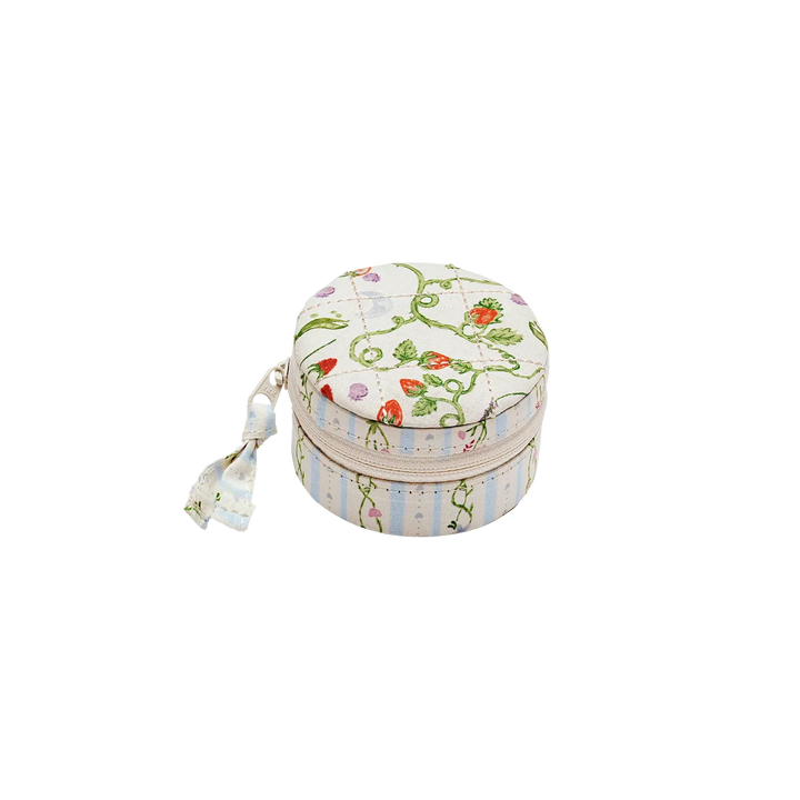 maanesten-round-jewelry-box-small-garden-magic-ivory mit Blumendruck in hellen Farben, Modell 4123-2