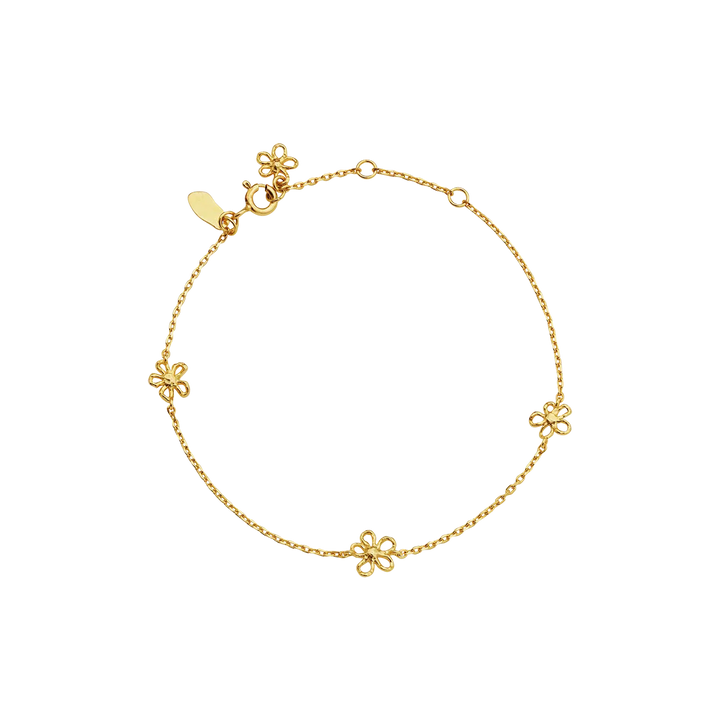 maanesten-salwa-vergoldetes-Armband mit Blumen, elegantes Armband in Gold mit kleinen Blumendetails. Modell 8699a-1