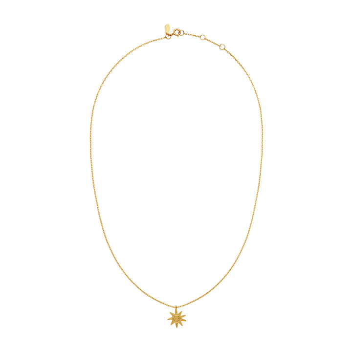 Maanesten Soleima Halskette aus vergoldetem Silber mit Sonnenanhänger an einer einzelnen Kette, Modell 2742a-2