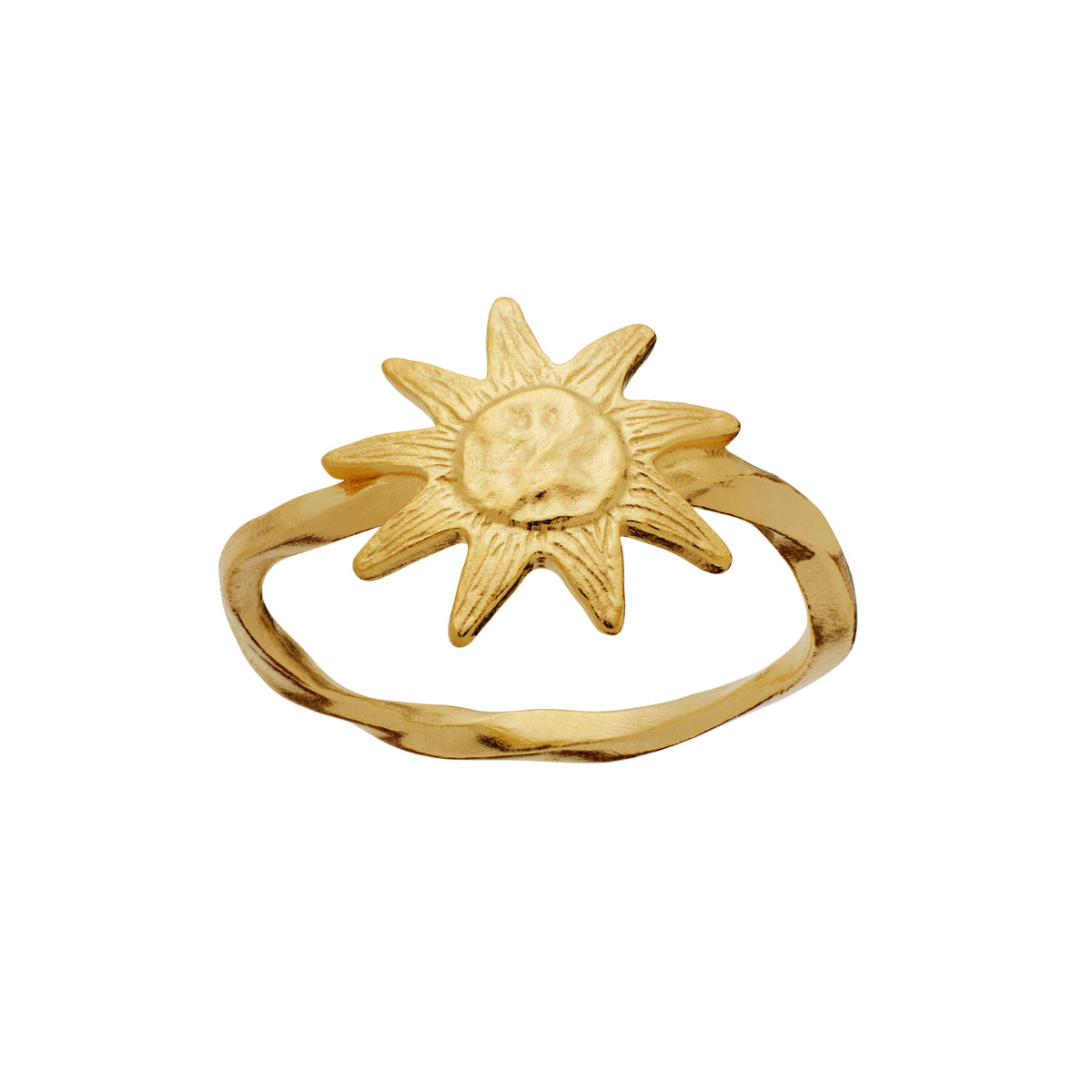 Maanesten Sonja Ring aus vergoldetem Silber mit Sonnenmotiv, matte Oberfläche, Modell 4869a-001