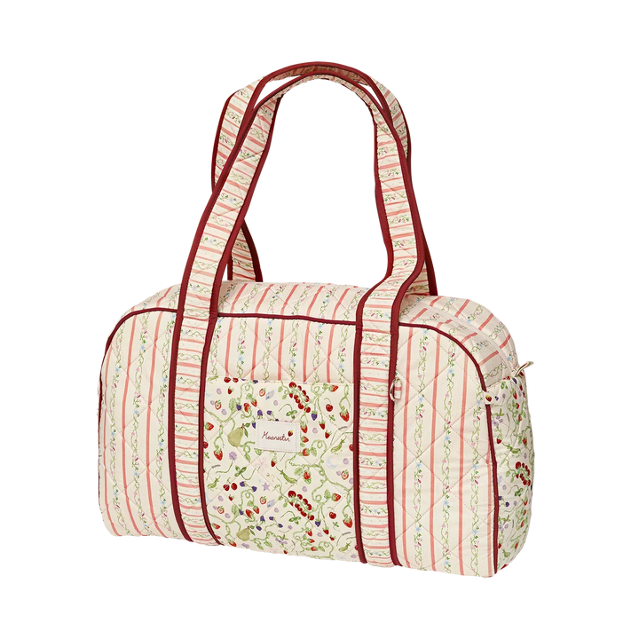 Maanesten Suvi Quilted Bag Summer Stripes Peach mit gestepptem Stoff, Streifen und Blumen, Modell 4115