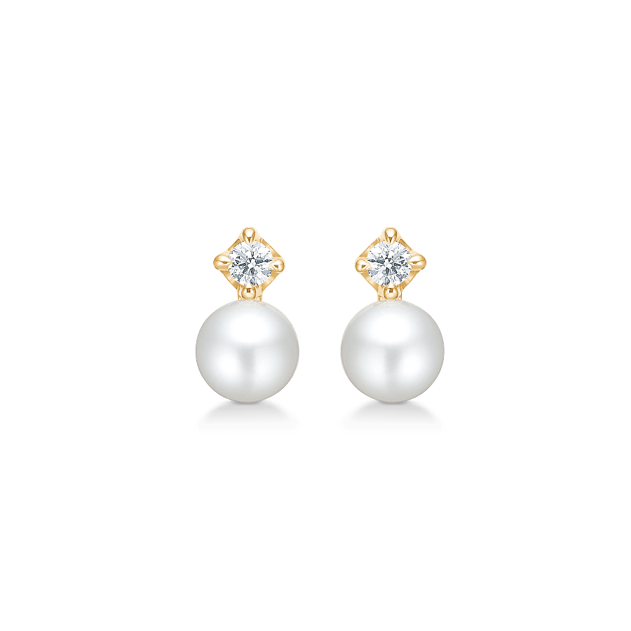 Mads Z 14kt Crown Pearl Ørestikker 0.09ct W.Si - Øreringe - 1513709