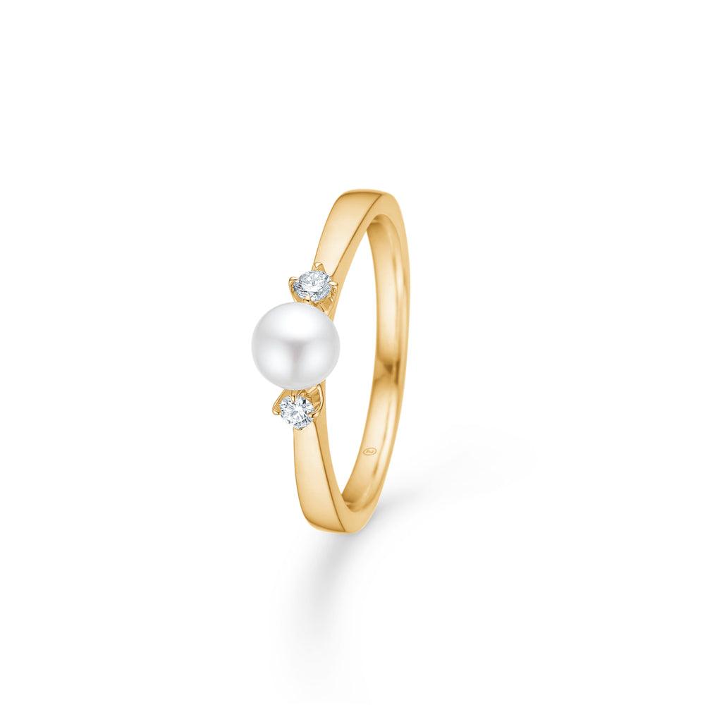 Mads Z 14kt Crown Trinity Pearl Ring 0.08ct W.Si - Ringe - 1543708-001