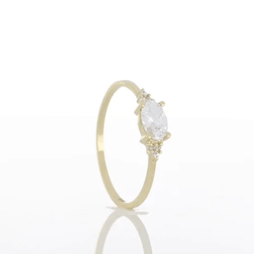Mads Z Alicia 8 kt. Guld Ring Med Oval Zirkonia - Ringe - 3347056-001