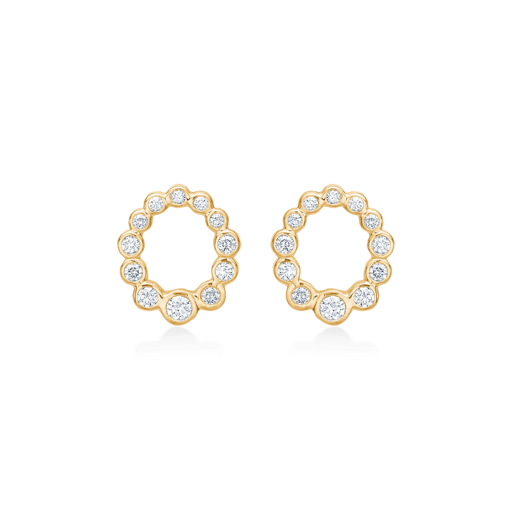 Mads Z Aurora's Kiss Ohrstecker aus 14-karätigem Gold mit Diamanten, runde Ohrstecker aus Gold, Modell 1511115-1.