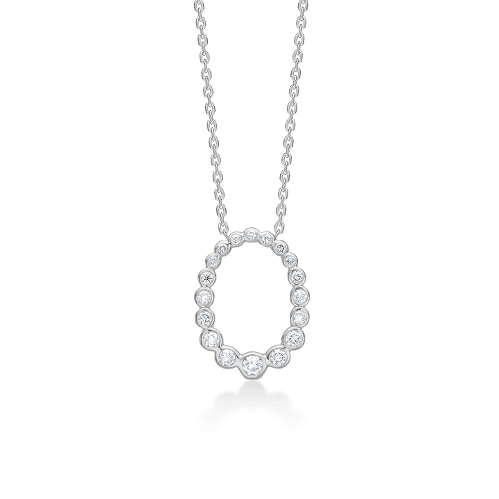 Mads Z Aurora's Kiss Silberhalskette mit weißem Topas in runder Fassung, Modell 2126115-1.