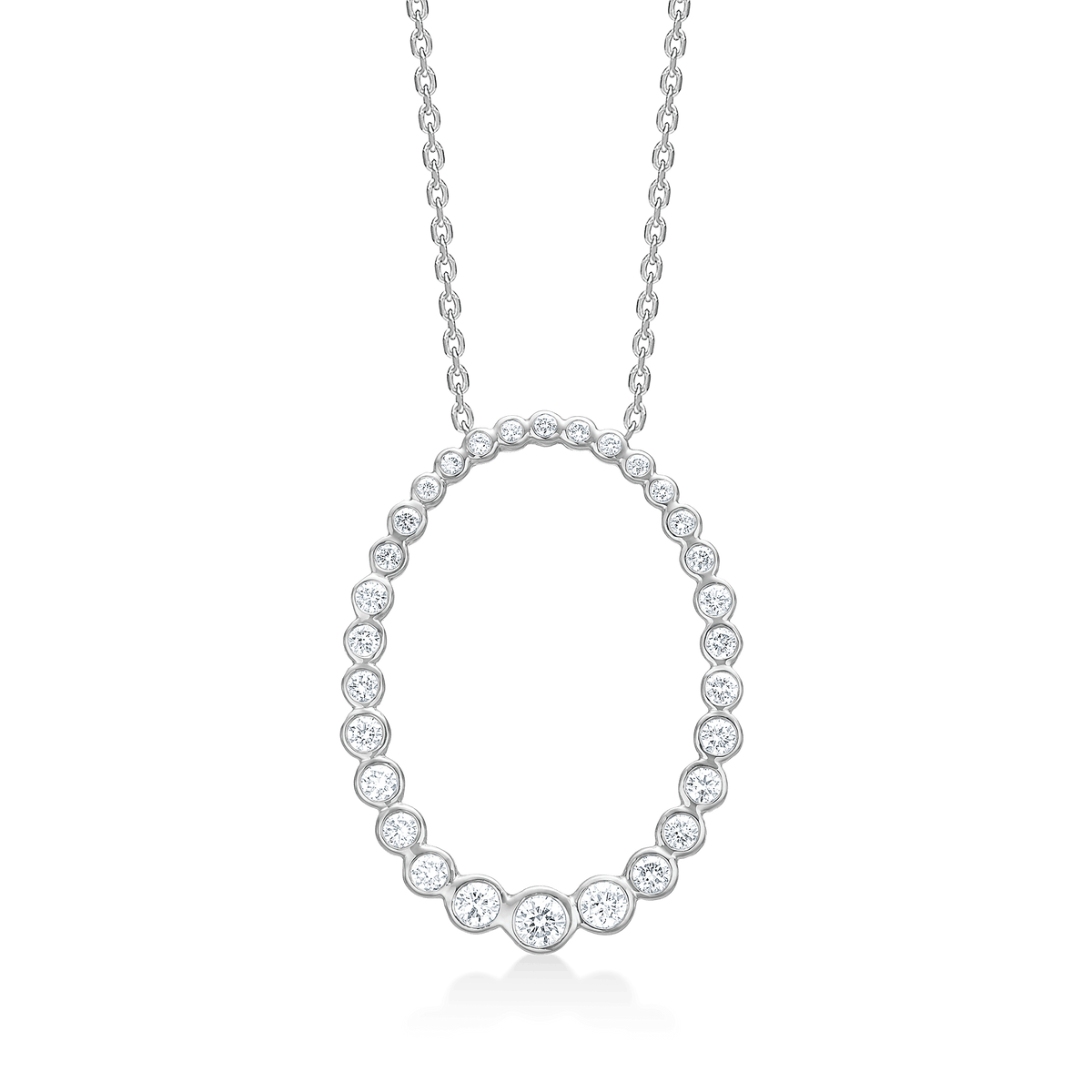 Mads Z Aurora's Kiss Silberhalskette mit weißem Topas, ovaler Anhänger im Facettenstil. Modell 2126116-1