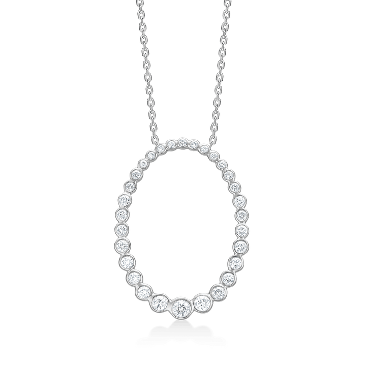 Mads Z Aurora's Kiss Silberhalskette mit weißem Topas, ovaler Anhänger im Facettenstil. Modell 2126116-1