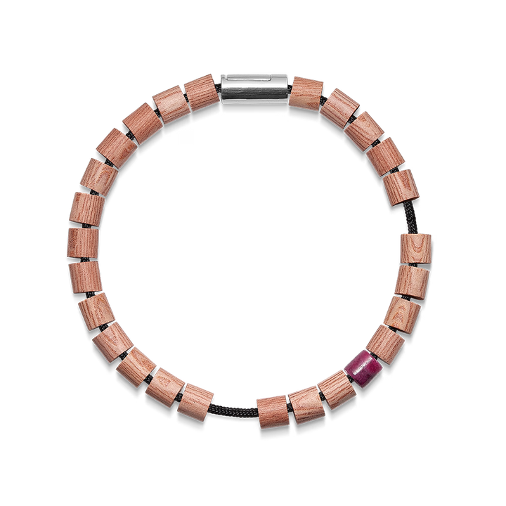 Mads Z Black Sun Cape Hatteras Leuchtturm-Armband mit Holzperlen und einem lila Detail, Modell 5159006-001