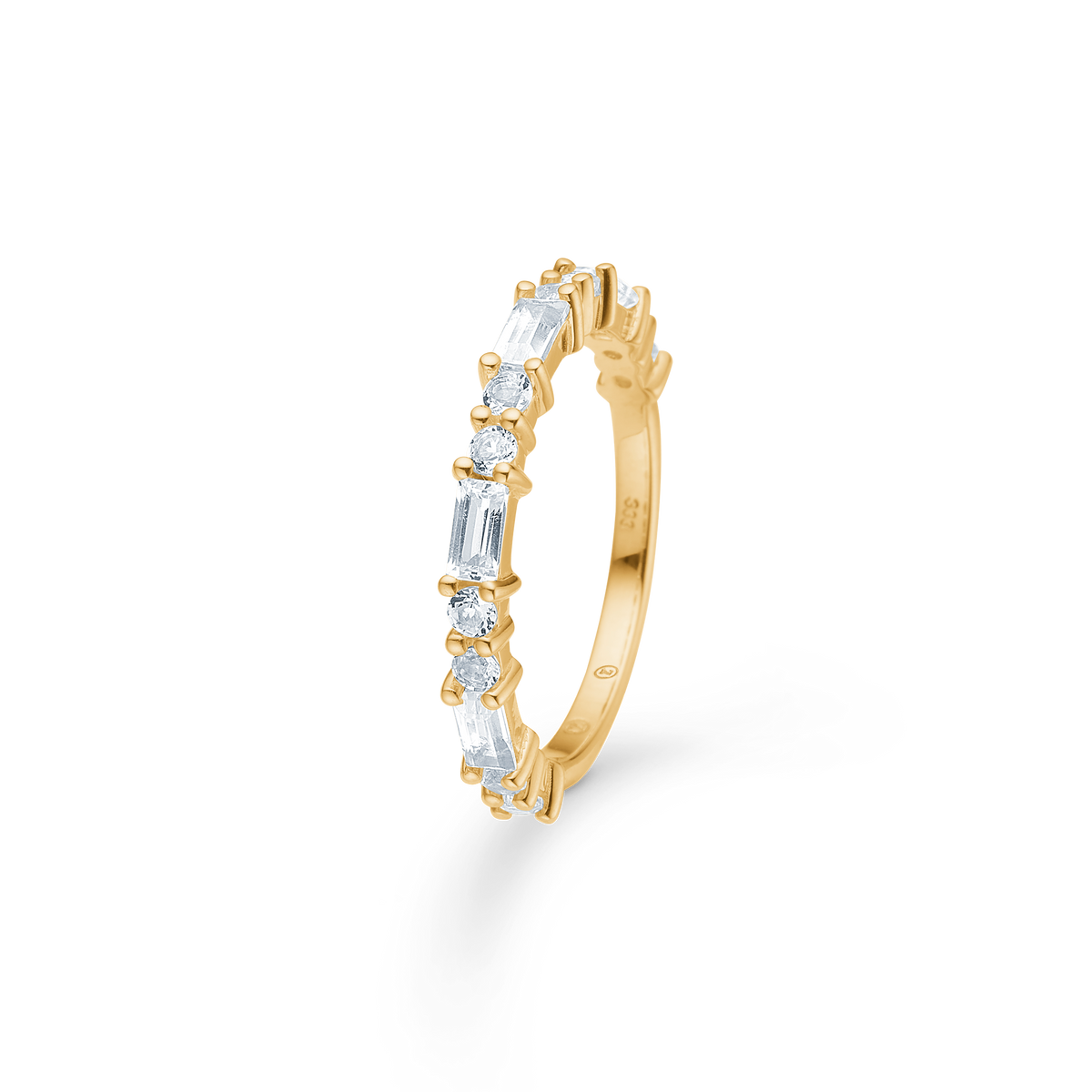 Mads Z Celestial by Medina Ring aus 8-karätigem Gold mit rechteckigen und runden klaren Steinen, elegantes Design. Modell 3346904-001