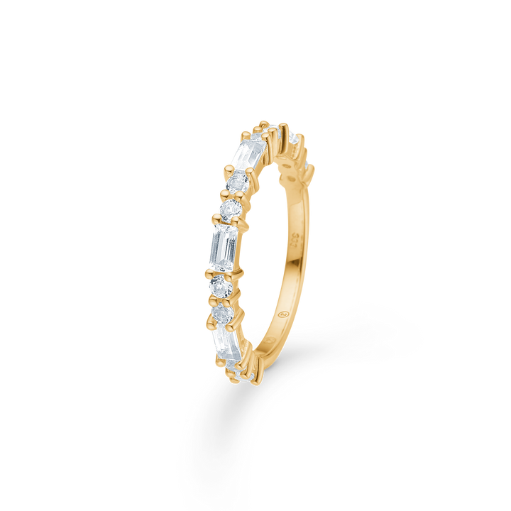 Mads Z Celestial by Medina Ring aus 8-karätigem Gold mit rechteckigen und runden klaren Steinen, elegantes Design. Modell 3346904-001