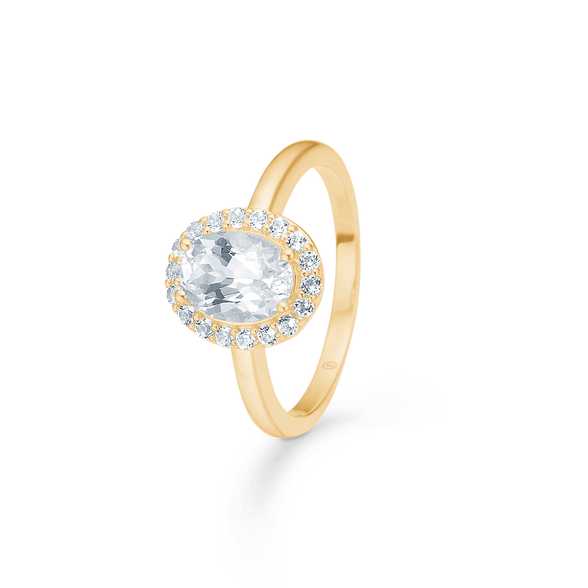 Mads Z Celestial by Medina Ring aus 8-karätigem Gold mit weißem Topas, eleganter ovaler Stein mit funkelndem Rand. Modell 3346901-001
