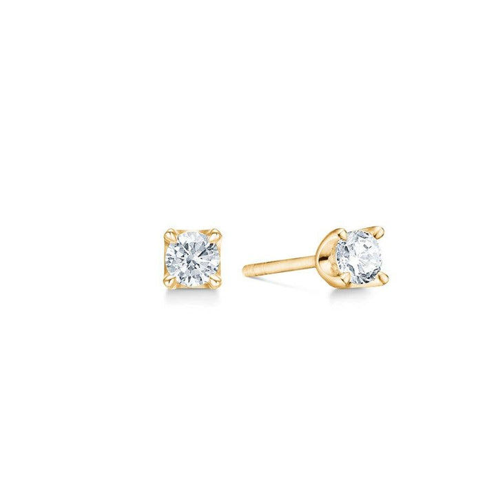 Mads Z Crown Studs 0,40 ct W/SI zeigt einen Satz eleganter Goldohrstecker mit rundem, klarem Brillant, Modell 1511640-1.