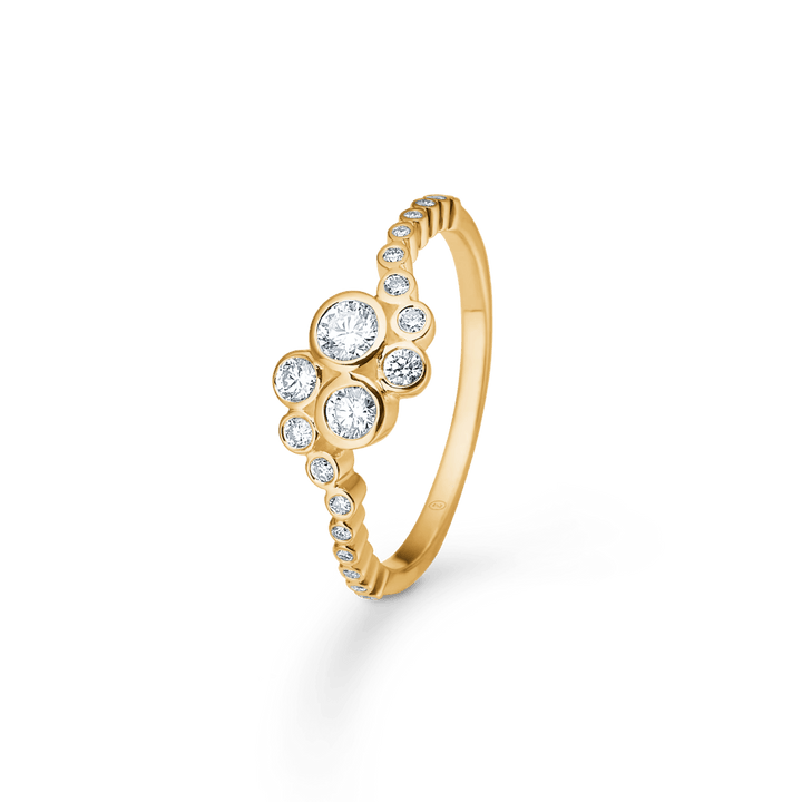 Mads Z Freya Ring aus 14-karätigem Gold, 0,45 ct W-SI, mit runden Diamanten auf Schiene, elegantes Design. Modell 1541175-001-1