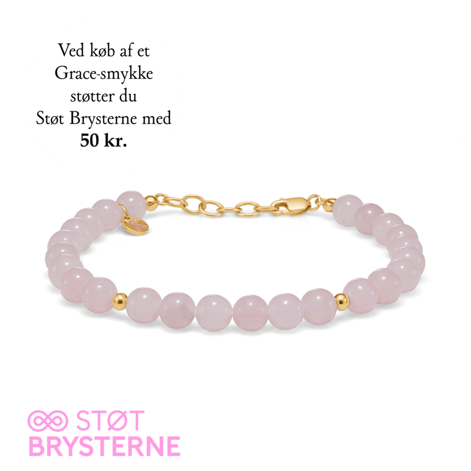 Mads Z Grace Brustkrebs-Kampagne 2024, vergoldetes Armband mit rosa Perlen, Modell 2256201-1.