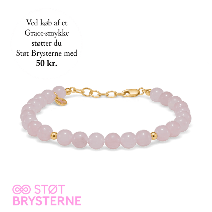Mads Z Grace Brustkrebs-Kampagne 2024, vergoldetes Armband mit rosa Perlen, Modell 2256201-1.