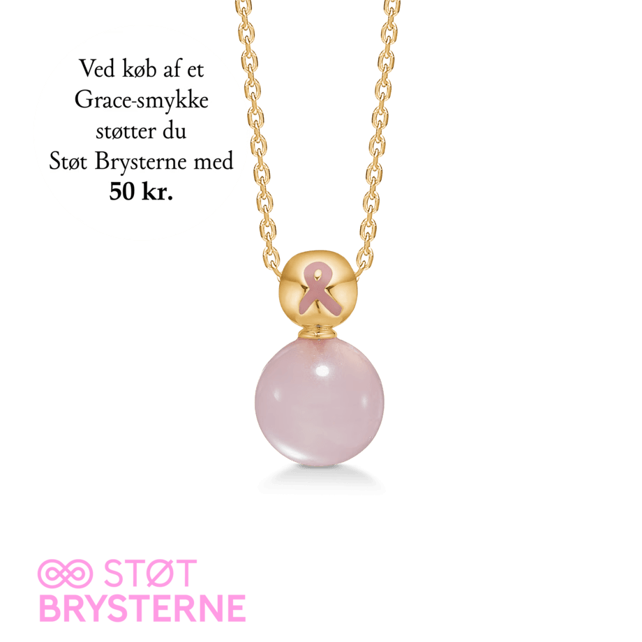 Mads Z Grace Brustkrebs-Kampagne 2024, vergoldete Halskette mit rosa Steinen und goldenen Gliedern, Modell 2226201-1.