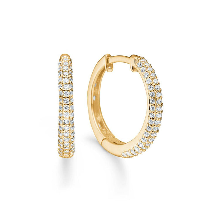 Mads Z La Boheme Creolen aus 8-karätigem Gold mit Zirkonia, elegante runde Ohrringe mit glänzenden Steinen, Modell 3317031-1