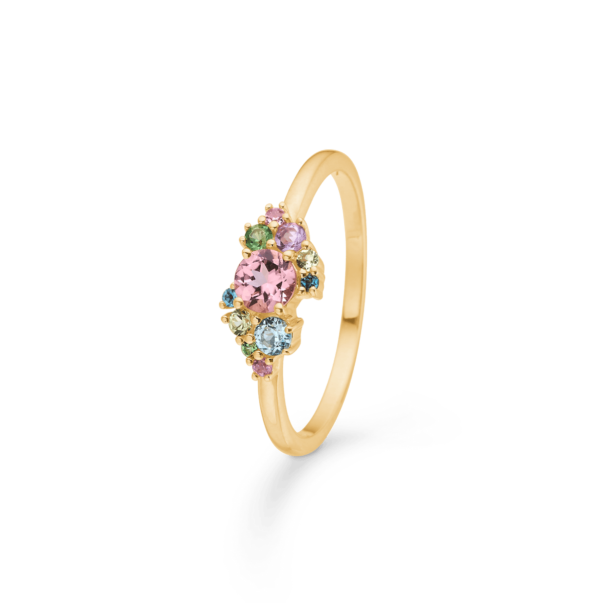 Mads Z Little Princess Ring aus 14-karätigem Gold mit bunten Edelsteinen in elegantem Design, Modell 1546099-001.