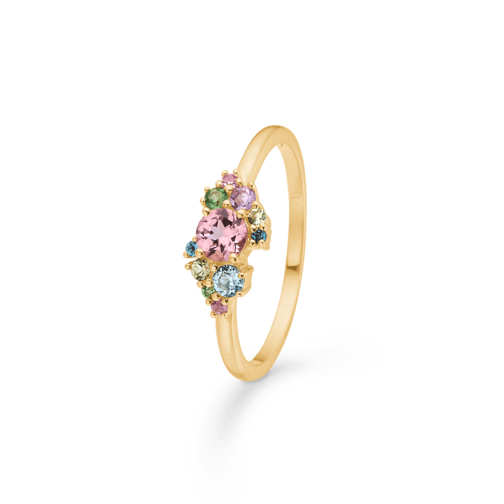 Mads Z Little Princess Ring aus 14-karätigem Gold mit bunten Edelsteinen in elegantem Design, Modell 1546099-001.