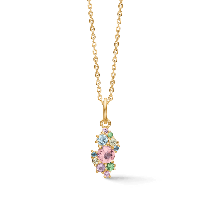 Mads Z Little Princess Anhänger aus 14-karätigem Gold mit bunten Edelsteinen, Vorderansicht, Modell 1536099-1