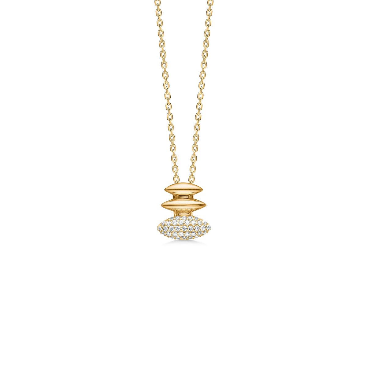 Mads Z Orielle-Anhänger aus 14-karätigem Gold mit Diamantpavé an der Kette. Modell 1531020-1