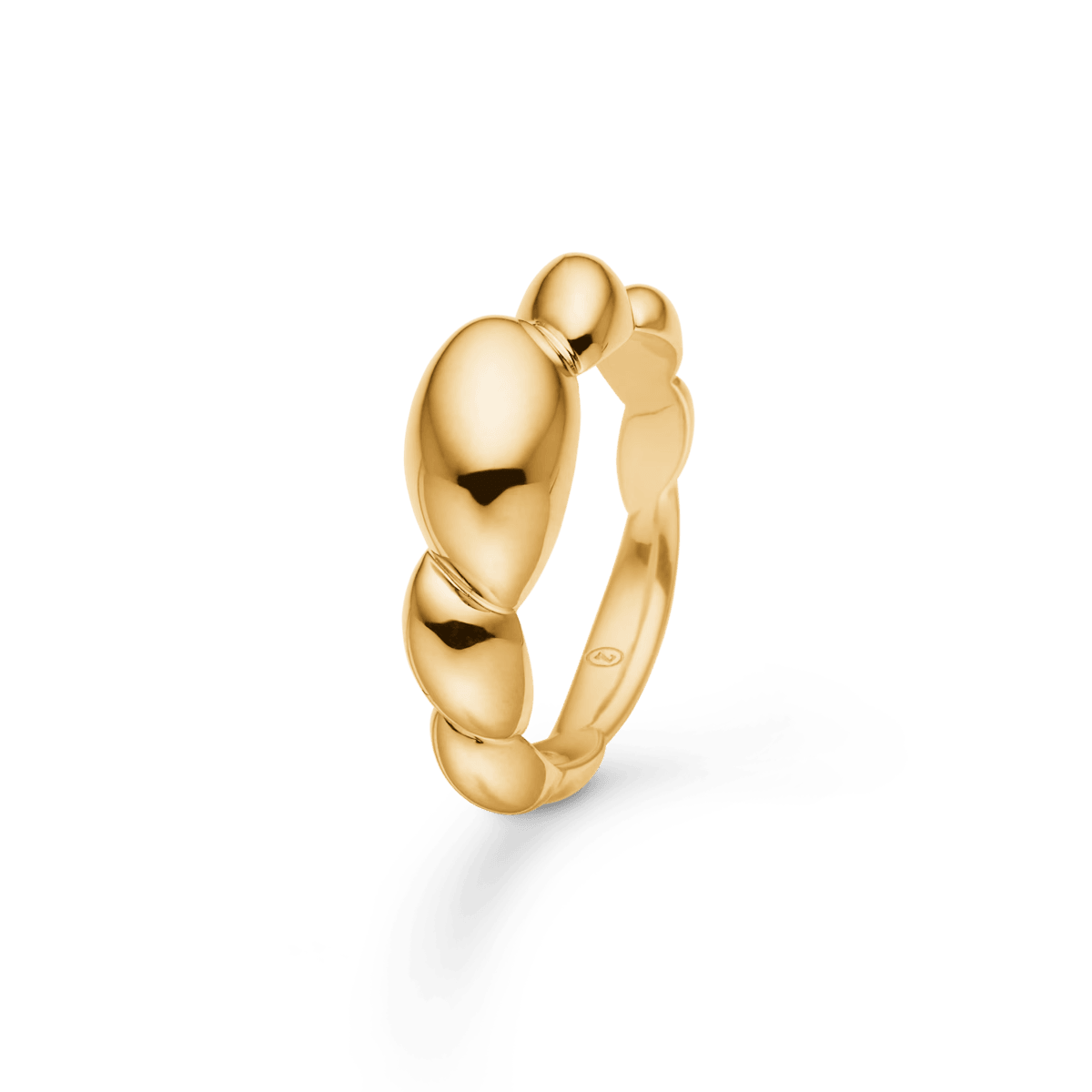 Ring aus 14-karätigem Gold von Mads Z Rugby mit glänzender, organisch geformter Oberfläche aus Gelbgold. Modell 1540069-001