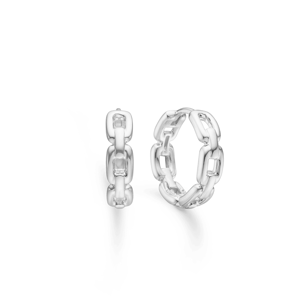 Mads Z Silver Marina Silver Hoops, glänzende Creolen mit Kettenoptik in Silber. Modell 3110063