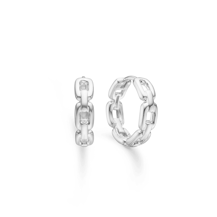 Mads Z Silver Marina Silver Hoops, glänzende Creolen mit Kettenoptik in Silber. Modell 3110063