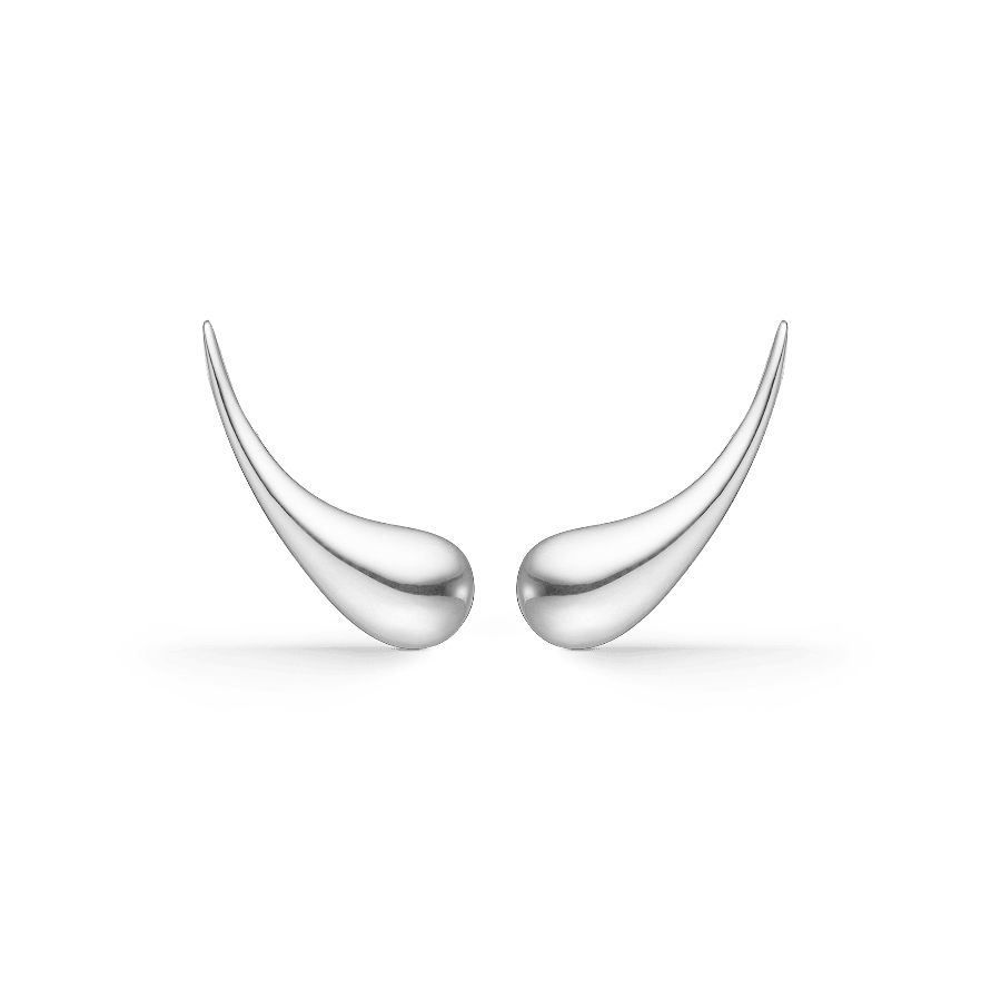 Mads Z Silver Poppy Ohrringe, tropfenförmiges Design in glänzendem Silber, Modell 2110117-1