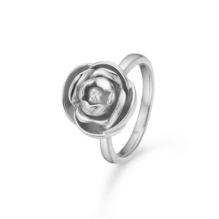 Mads Z silberner Rosalie-Ring mit großer Rose, elegante glänzende Oberfläche, Modell 2140158-001