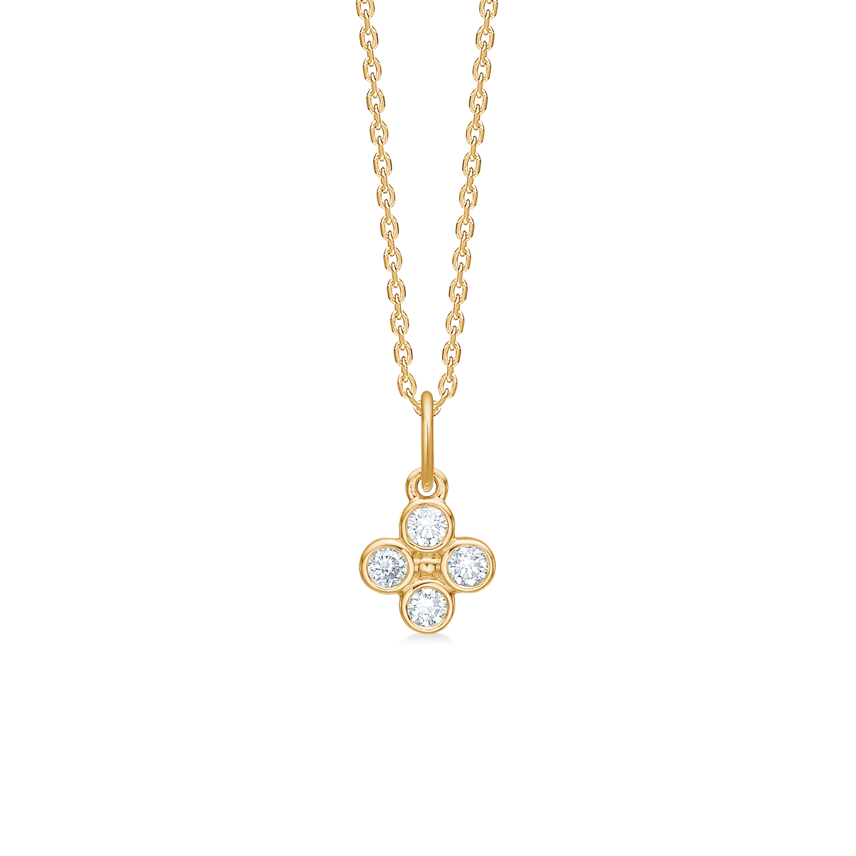 Mads Z Sophia's Bloom Anhänger aus 14-karätigem Gold mit vier klaren Diamanten in Blumenform, Modell 1531195-1