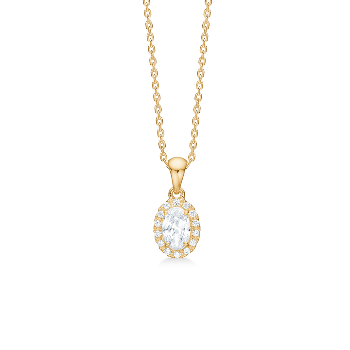 Mads Z Stellar Anhänger aus 8-karätigem Gold mit Zirkonia, ovales Design mit klaren Steinen. Modell 3337001-1