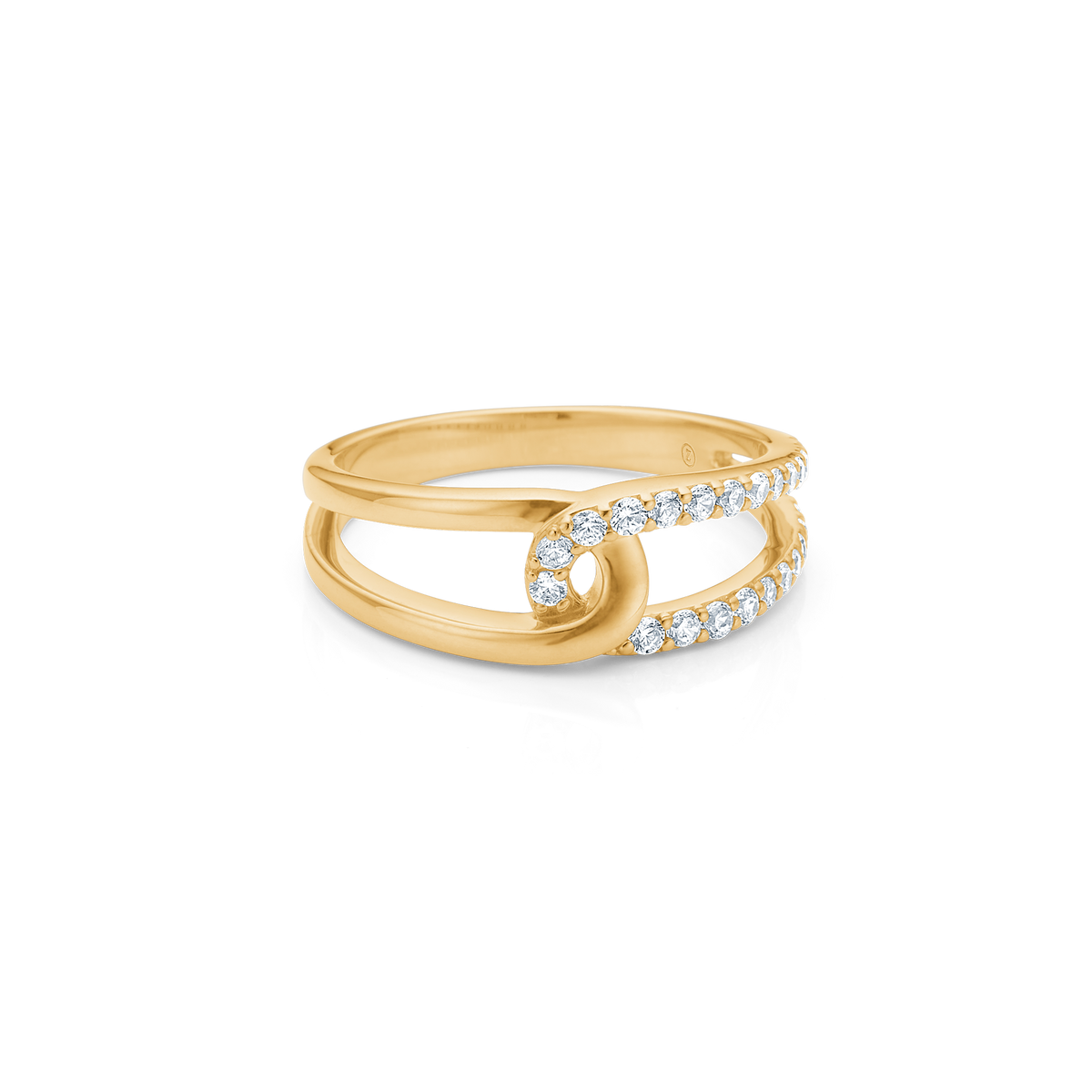 Mads Z Swoosh Ring aus 8 Karat Gold mit Zirkonia, eleganter offener Ring mit Steindetail. Modell 3347025-001