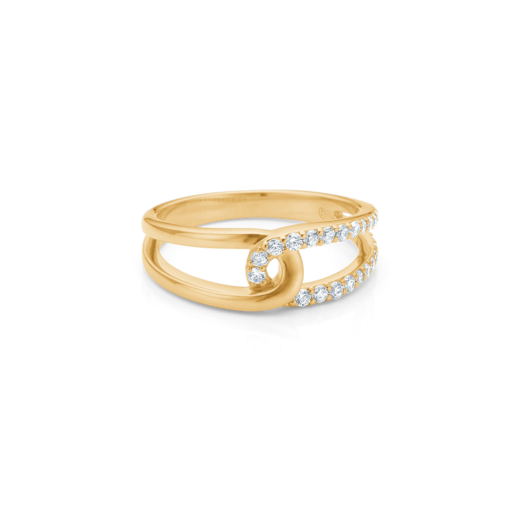 Mads Z Swoosh Ring aus 8 Karat Gold mit Zirkonia, eleganter offener Ring mit Steindetail. Modell 3347025-001