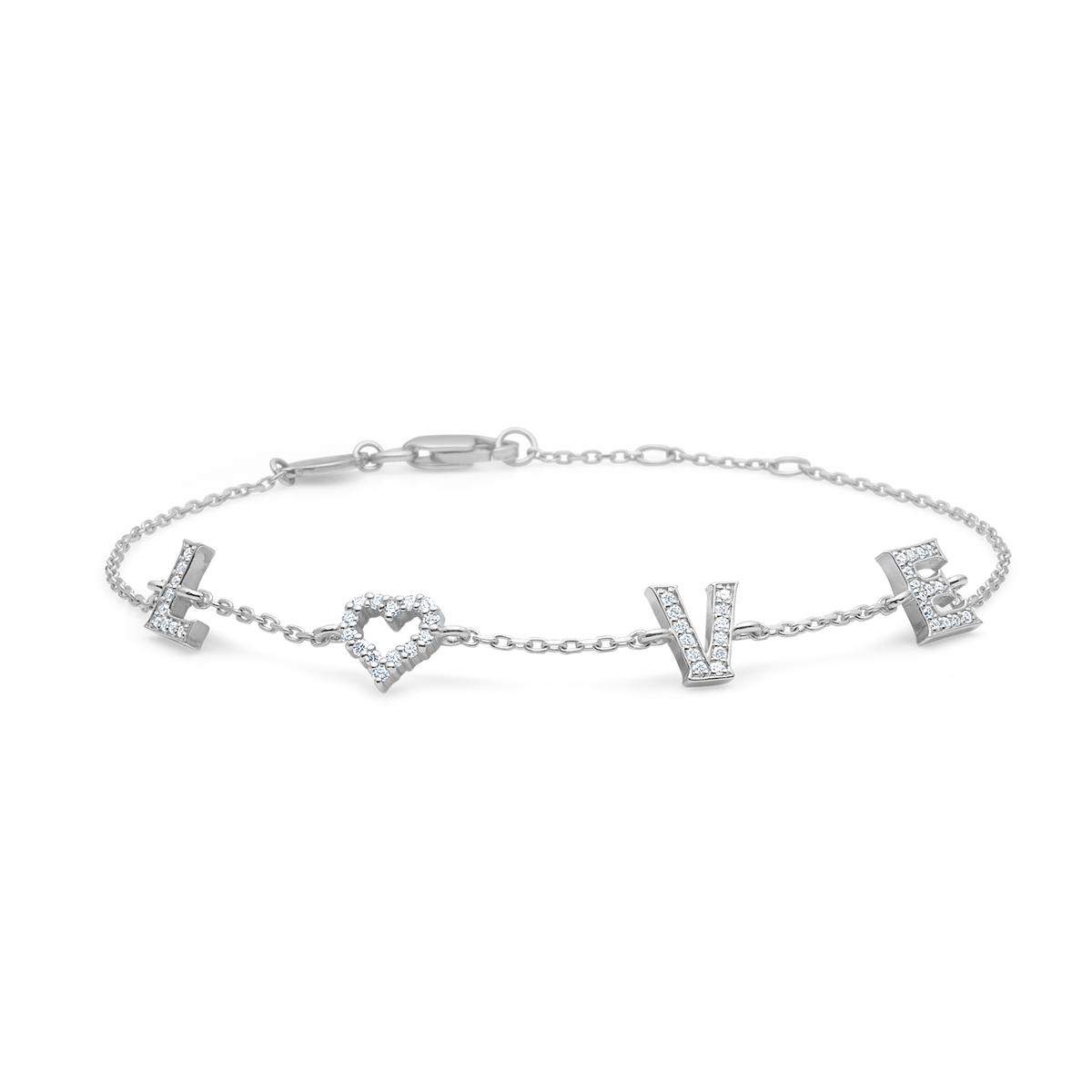 Mads Z Tender Love Armband aus Silber mit LOVE-Buchstaben verziert mit Zirkonia, Modell 2157100-1.