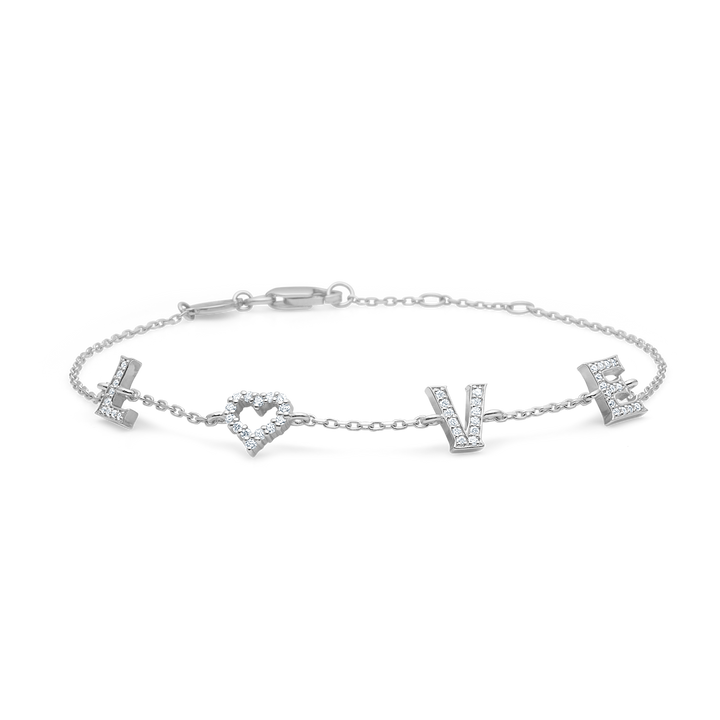Mads Z Tender Love Armband aus Silber mit LOVE-Buchstaben verziert mit Zirkonia, Modell 2157100-1.