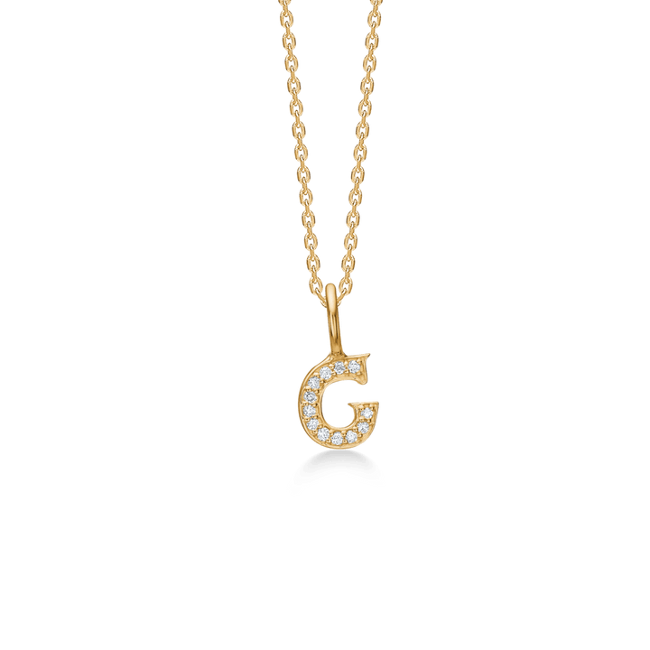 Mads Z Tender Love Bogstavs 14kt guld vedhæng med diamanter, bogstav C i blank guldfinish. Model 1531100-007-8