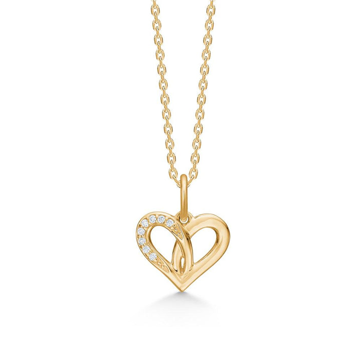 Mads Z Pendant Heart 14 Karat Gold mit Diamanten, herzförmiger Anhänger aus Gold mit Diamanten, Modell 1521048-1.