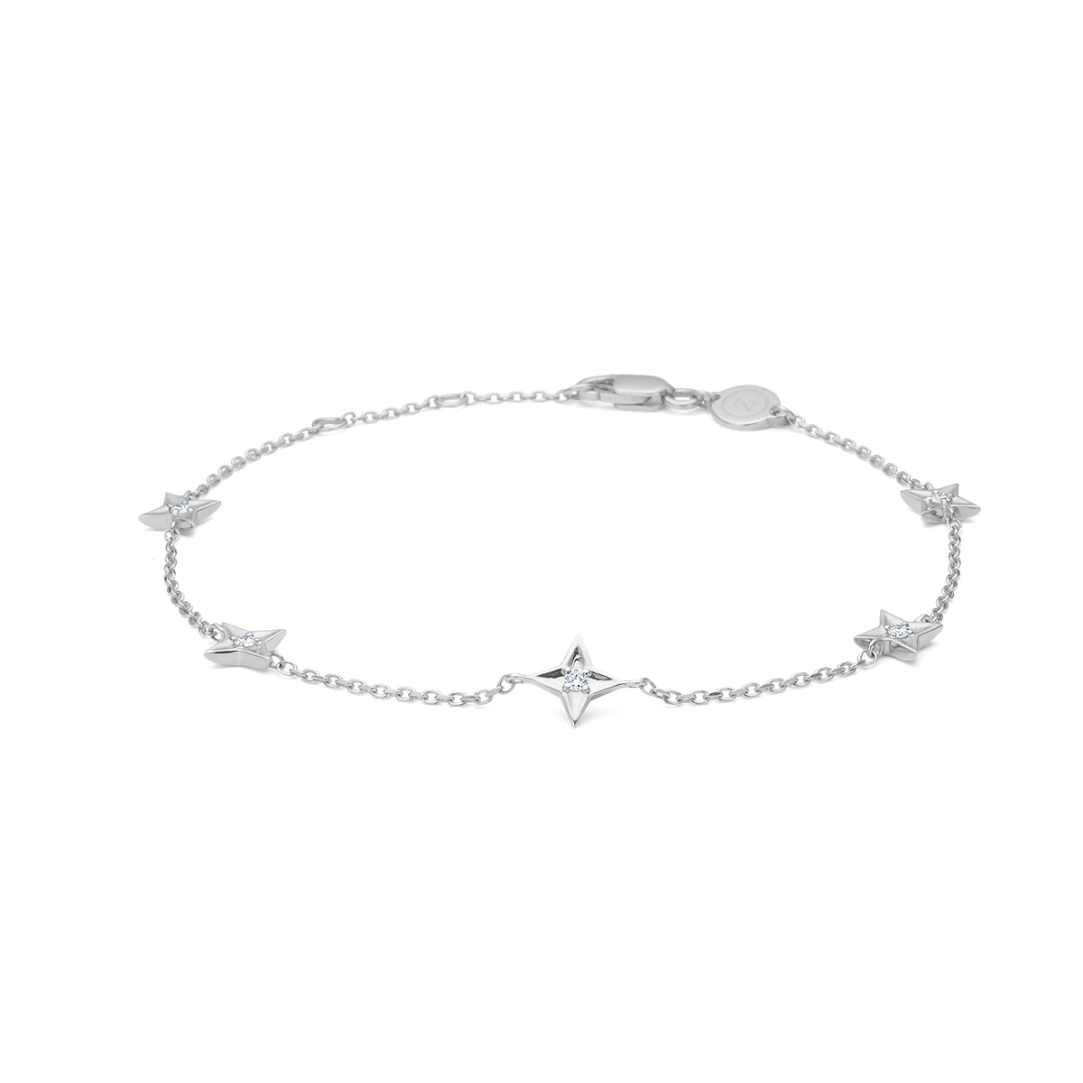 Mads Z Vesper-Armband aus Silber mit feinen Sternanhängern und einfacher Kette, Modell 2156197-1