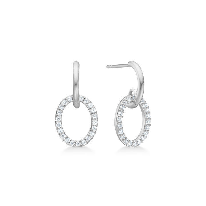 Mads Z Viola-Ohrringe aus Silber mit kreisförmigem Ring, verziert mit klaren Steinen, Modell 3117004-1