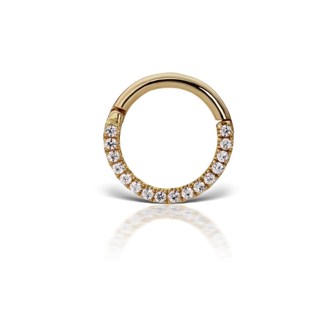 Maria Tash 18kt Diamond Horizontal Eternity Hoop in Gold mit funkelnden Diamanten, Modell xethd-yg-d65-g16-001-1